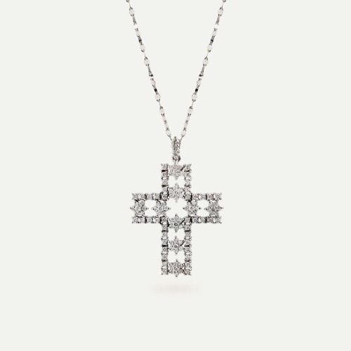 PERFORATE GOLD CROSS WITH BRIOLETTE DIAMONDS