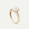 FLOWER RING WITH PEARL AND ZIRCONS