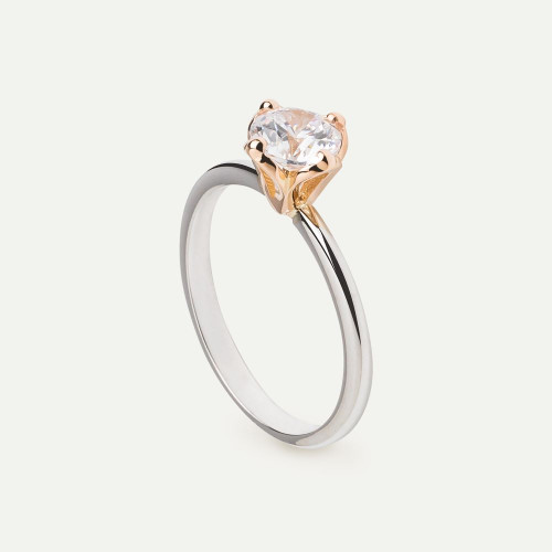 WHITE GOLD SOLITAIRE RING WITH ZIRCONIA