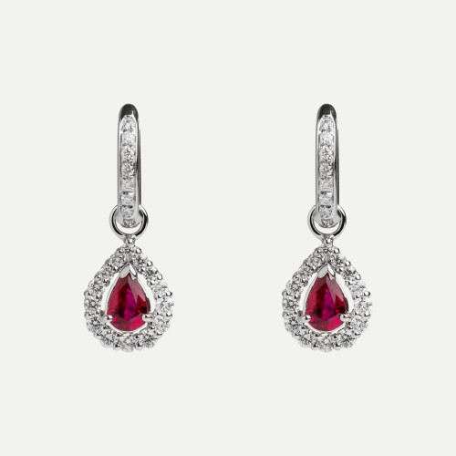 WHITE GOLD RUBY AND DIAMOND EARRINGS