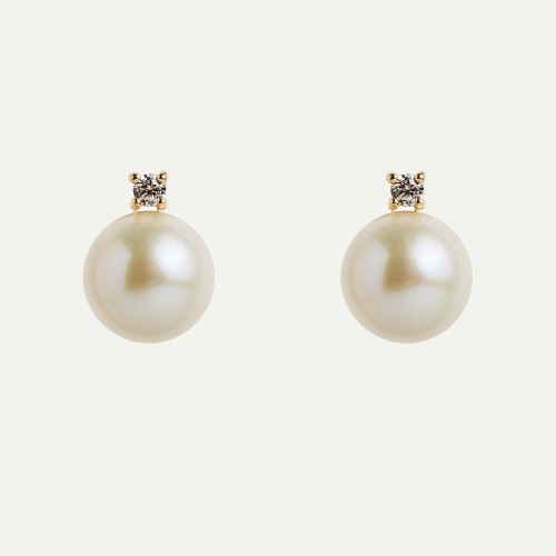 SOLITAIRE PEARL AND ZIRCON EARRINGS 